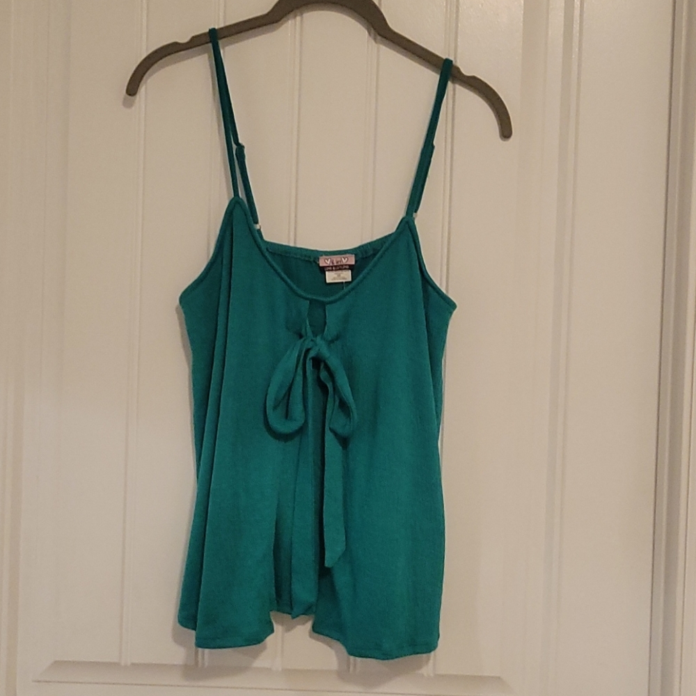 Kelly Green Tie Detail Knit Tank, XS